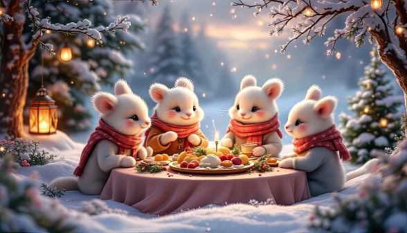 Animals at Christmas pattern