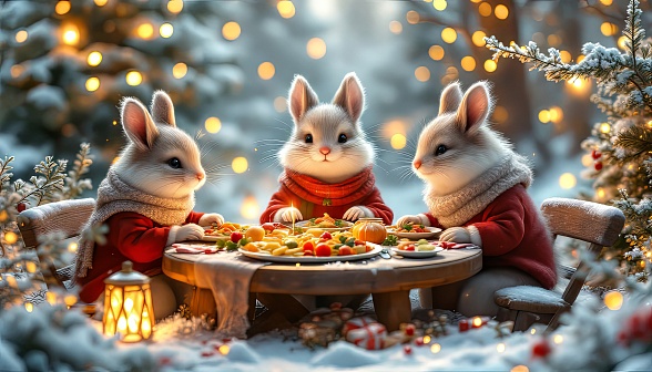 Animals at Christmas pattern