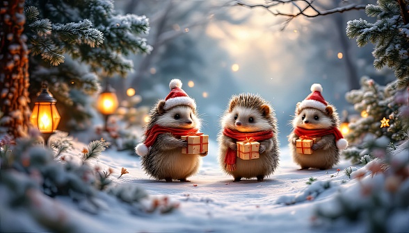 Animals at Christmas pattern