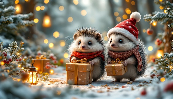 Animals at Christmas pattern
