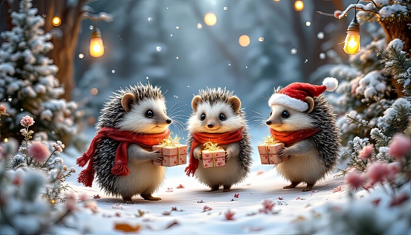 Animals at Christmas pattern