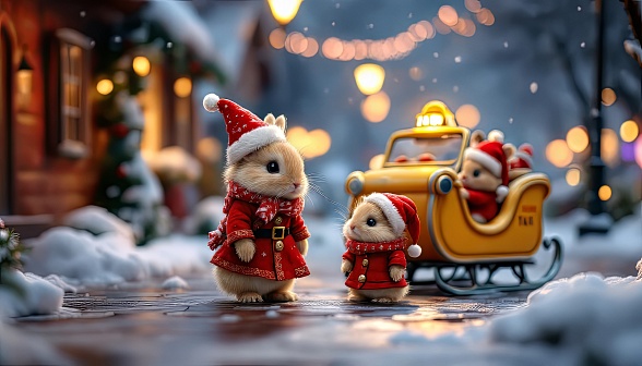 Animals at Christmas pattern
