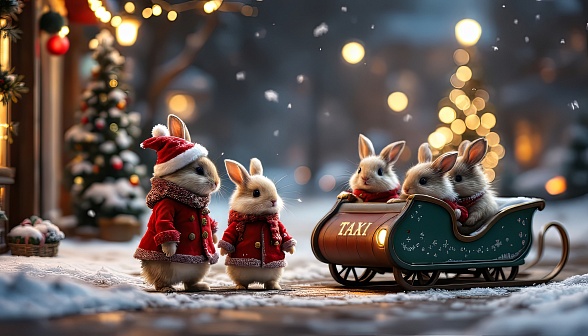 Animals at Christmas pattern
