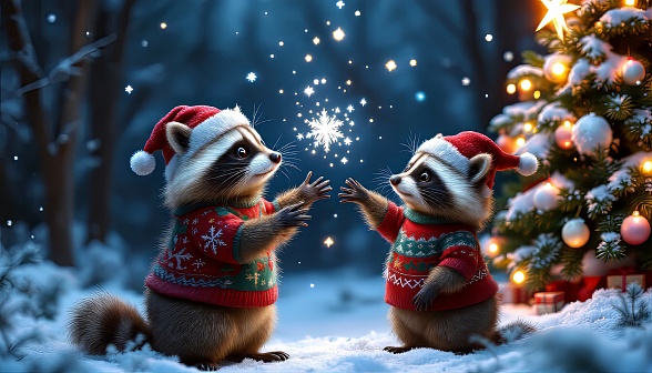 Animals at Christmas pattern