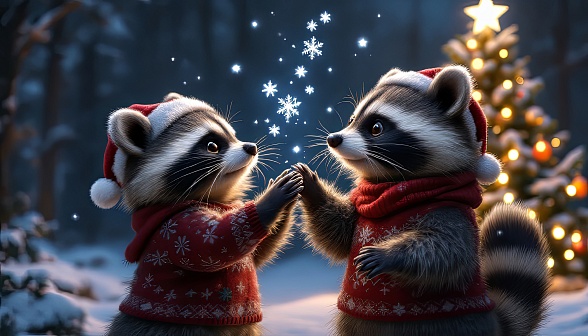 Animals at Christmas pattern