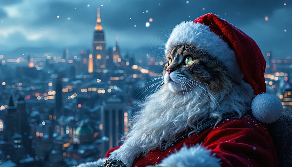 Santa cat pattern