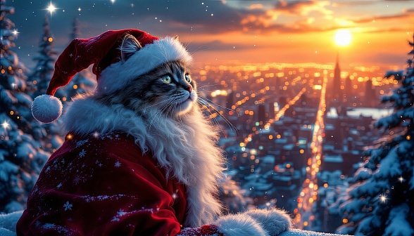 Santa cat pattern