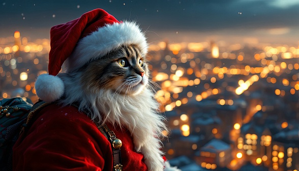 Santa cat pattern