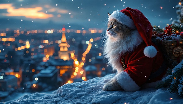 Santa cat pattern
