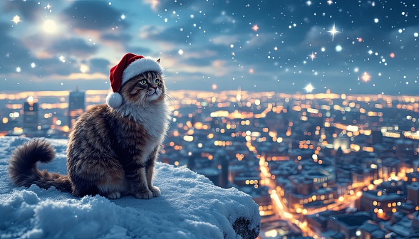 Santa cat pattern
