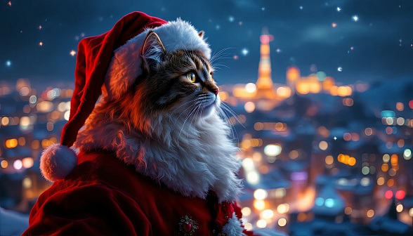 Santa cat pattern