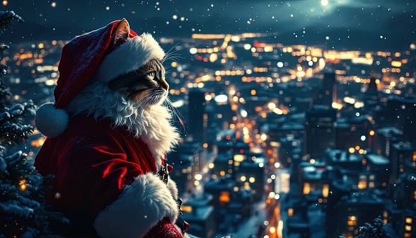 Santa cat pattern