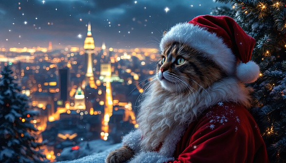 Santa cat pattern