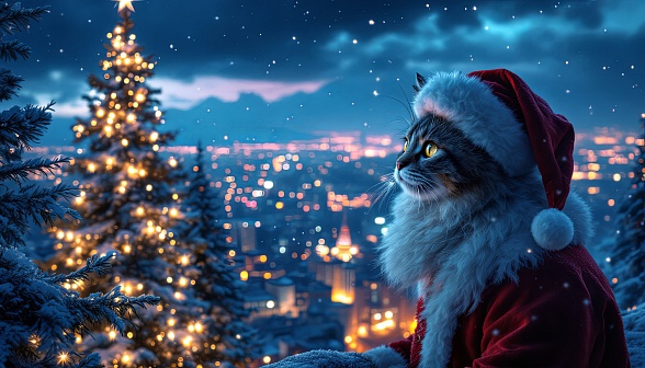 Santa cat pattern