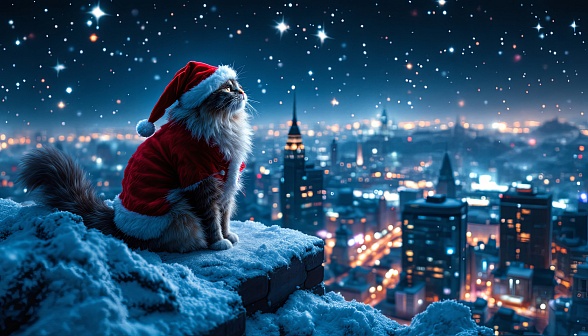 Santa cat pattern