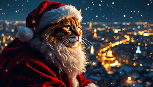 Santa cat pattern