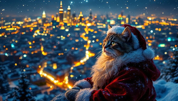 Santa cat pattern