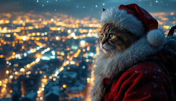 Santa cat pattern
