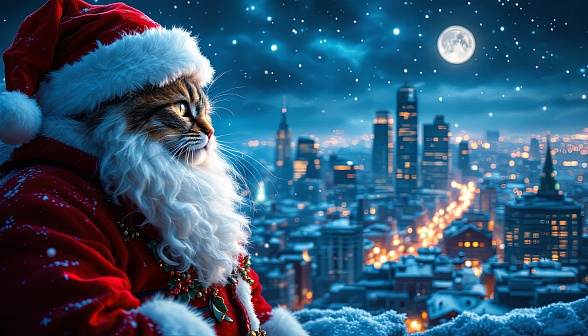 Santa cat pattern