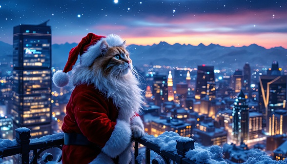 Santa cat pattern