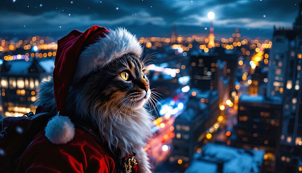 Santa cat pattern