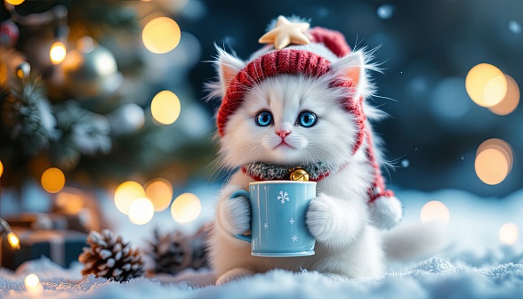 A kitten with a beer mug pattern