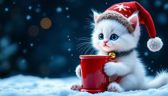 A kitten with a beer mug pattern