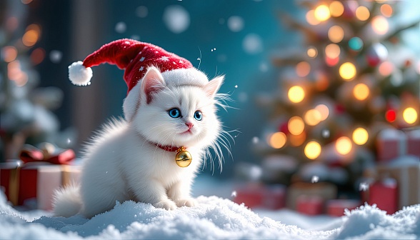 A Christmas kitten pattern