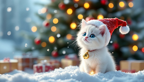 A Christmas kitten pattern