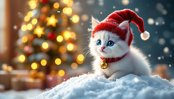 A Christmas kitten pattern