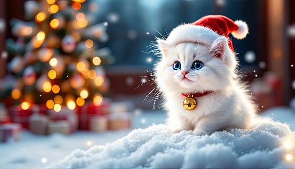 A Christmas kitten pattern
