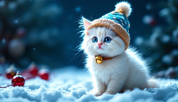 A Christmas kitten pattern