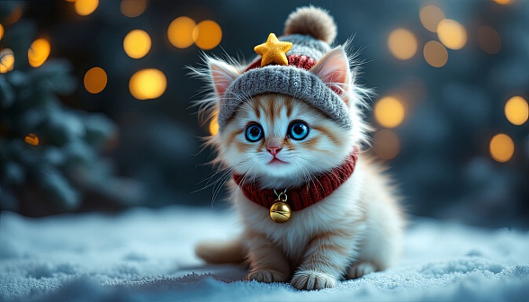 A Christmas kitten pattern