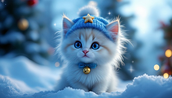 A Christmas kitten pattern