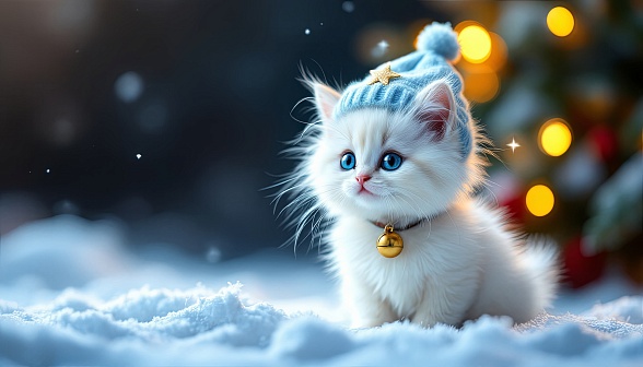 A Christmas kitten pattern