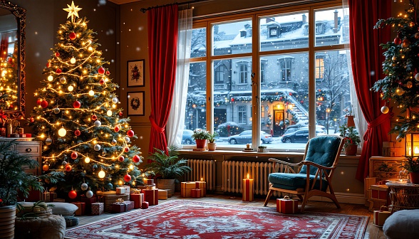 Cozy room in eastern Europe pattern