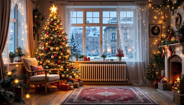 Cozy room in eastern Europe pattern