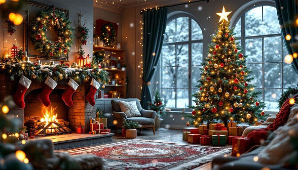 Cozy room in eastern Europe pattern