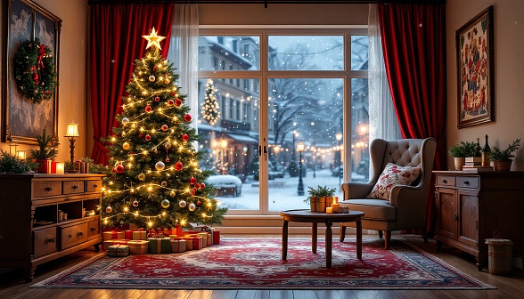 Cozy room in eastern Europe pattern