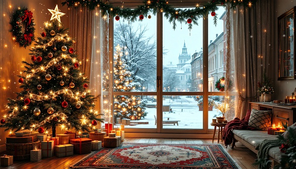 Cozy room in eastern Europe pattern
