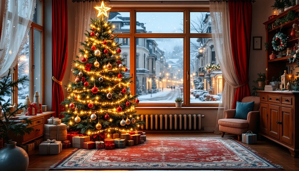 Cozy room in eastern Europe pattern