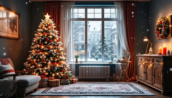Cozy room in eastern Europe pattern