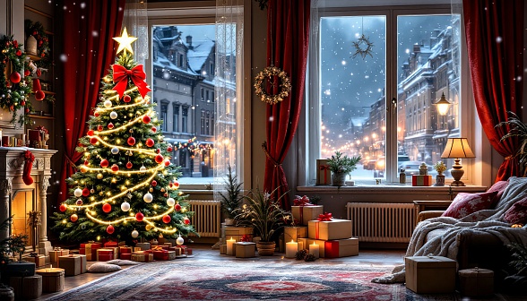 Cozy room in eastern Europe pattern