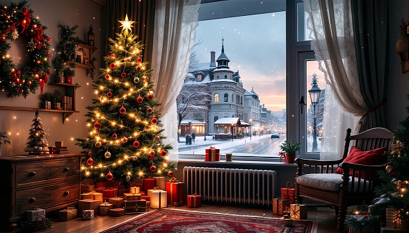 Cozy room in eastern Europe pattern