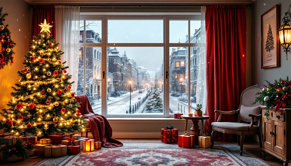 Cozy room in eastern Europe pattern