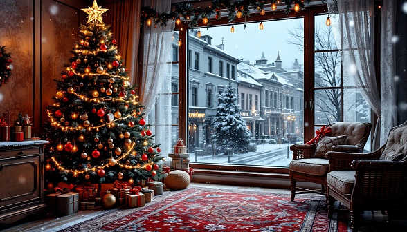 Cozy room in eastern Europe pattern