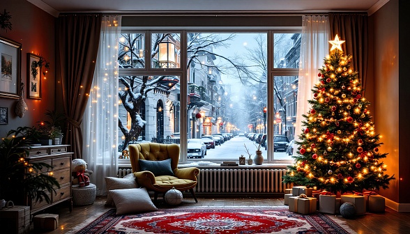 Cozy room in eastern Europe pattern