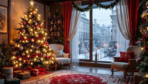 Cozy room in eastern Europe pattern