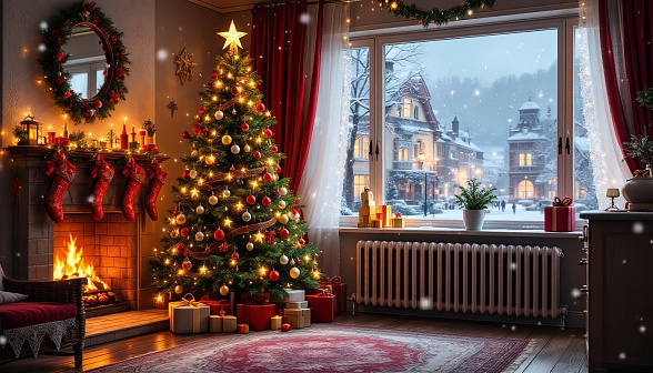 Cozy room in eastern Europe pattern